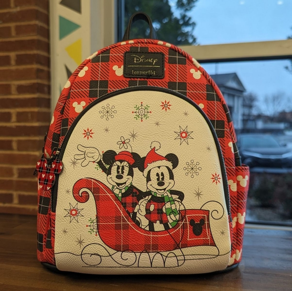 Loungefly Disney Holiday Mickey and Minnie Mouse Mini Backpack